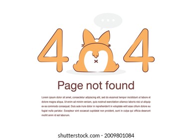 Internet network warning 404 Error Page or File not found for web page. Internet  error page or issue not found on network. 404 error present by dog butt