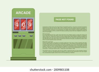 Internet network warning 404 Error Page or File not found for web page. Internet  error page or issue not found on network. 404 error present by slot machine in jackpot