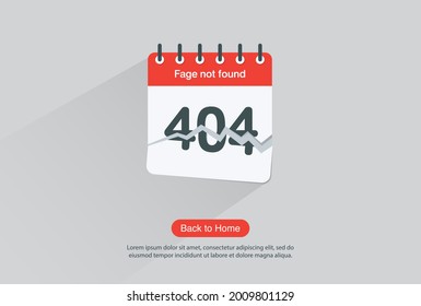 Internet network warning 404 Error Page or File not found for web page. Internet  error page or issue not found on network. 404 error present by calendar is broken