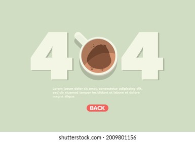 Internet network warning 404 Error Page or File not found for web page. Internet  error page or issue not found on network. 404 error present by coffee break.