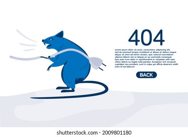 Página de advertencia de red de Internet 404 Error o Archivo no encontrado para la página web. Página de error de Internet o problema no encontrado en la red. Error de 404 presente por los cables de Rat.