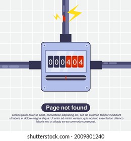 Internet network warning 404 Error Page or File not found for web page. Internet  error page or issue not found on network. 404 error present by broken network cable