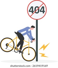 Aviso de rede da Internet 404 Página de Erro ou Arquivo não encontrado para página da Web. Página de erro da Internet ou problema não encontrado na rede. 404 erro presente por car crash.

