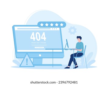 internet network warning error page error or internet not found on network problem trending concept flat illustration