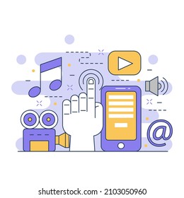 Internet and networking concept website illustration design 4