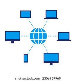 Internet, networks and connected devices, isolated icon