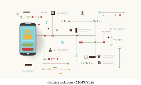 Internet And Networks Design Concept With Icons. Vector illustration.
