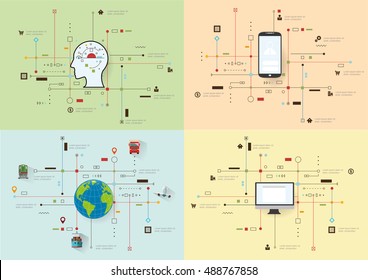 Internet And Networks Design Concept With Icons. Vector illustration.