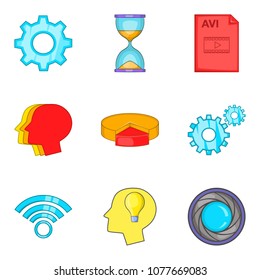 Internet node icons set. Cartoon set of 9 internet node vector icons for web isolated on white background