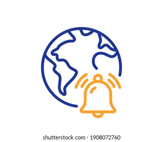 Internet notification line icon. Alarm reminder sign. Web alert message symbol. Quality design element. Line style internet notification icon. Editable stroke. Vector