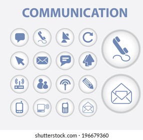 Internet, botones de comunicación de oficina, conjunto de iconos, vector