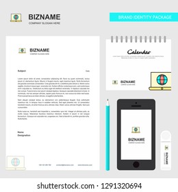 Internet on Laptop  Business Letterhead, Calendar 2019 and Mobile app design vector template