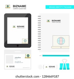 Internet on Laptop  Business Logo, Tab App, Diary PVC Employee Card and USB Brand Stationary Package Design Vector Template