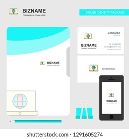 Internet on Laptop  Business Logo, File Cover Visiting Card and Mobile App Design. Vector Illustration