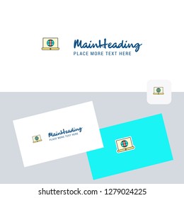 Internet on Laptop  vector logotype with business card template. Elegant corporate identity. - Vector