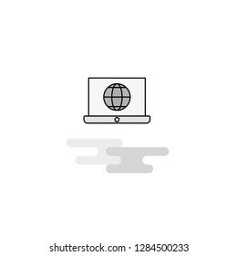 Internet on Laptop  Web Icon. Flat Line Filled Gray Icon Vector