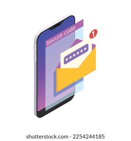 Composición de iconos isométricos de los servicios de banca móvil en línea de Internet con gadgets e ilustración de vectores de dinero
