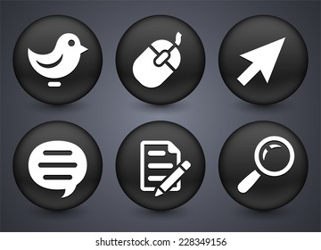 Internet and Online Networking on Black Round Buttons
