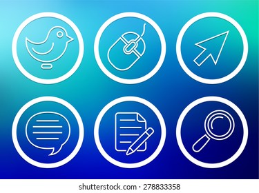 Internet and Online Networking on Blue Round Buttons