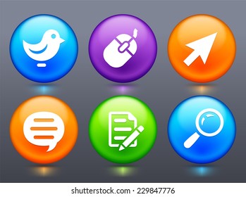 Internet and Online Networking on Multi Color Round Buttons