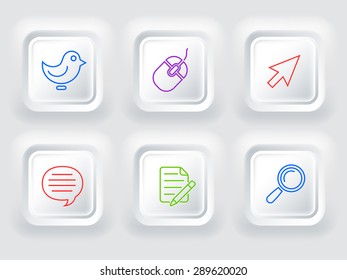Internet and Online Networkingon Color Square Buttons
