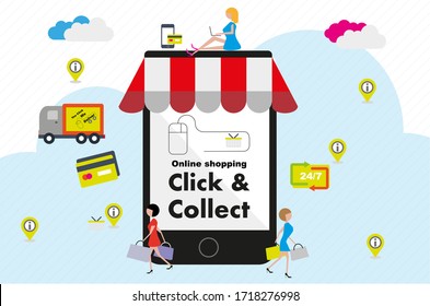 Internet online shopping consept vector