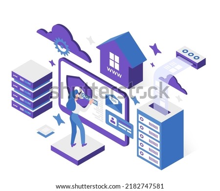 Internet online web hosting provider service. Providing storage space for business websites