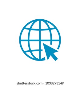 Internet, online, www icon vector. Internet,Web, arrow to click symbol.Go to web .Connection, networking, click, icon. Linear style sign for mobile concept and web design.