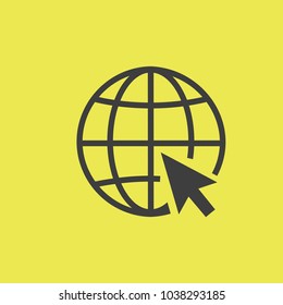 Internet, online, www icon vector. Internet,Web, arrow to click symbol.Go to web .Connection, networking, click, icon. Linear style sign for mobile concept and web design.