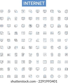 Internet outline icons collection. Net, Web, Online, WiFi, Webbing, Cyberspace, Networking vector illustration set. Bandwidth, Streaming, Email line signs