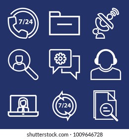 Internet outline vector icon set on navy background