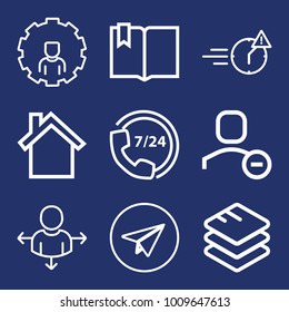 Internet outline vector icon set on navy background