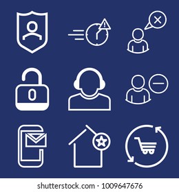 Internet outline vector icon set on navy background