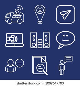 Internet outline vector icon set on navy background