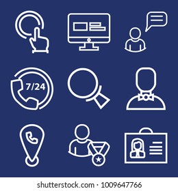 Internet outline vector icon set on navy background