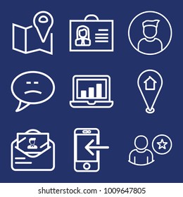 Internet outline vector icon set on navy background