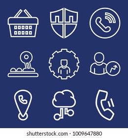 Internet outline vector icon set on navy background