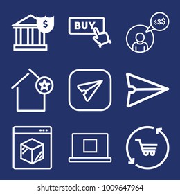 Internet outline vector icon set on navy background