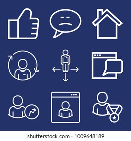 Internet outline vector icon set on navy background