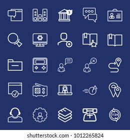 Internet outline vector icon set on navy background