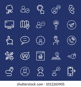 Internet outline vector icon set on navy background