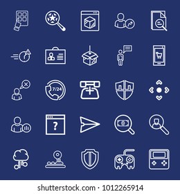 Internet outline vector icon set on navy background