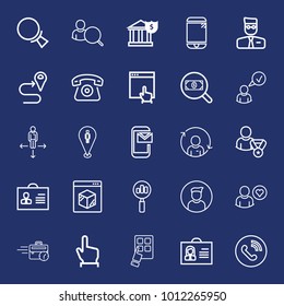Internet outline vector icon set on navy background