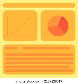 Página de Internet en colores naranja vivos con estadísticas