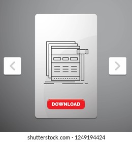 Internet, page, web, webpage, wireframe Line Icon in Carousal Pagination Slider Design & Red Download Button