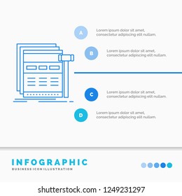 Internet, page, web, webpage, wireframe Infographics Template for Website and Presentation. Line Blue icon infographic style vector illustration