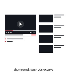 Internet page window youtube. Social media . Vector illustration