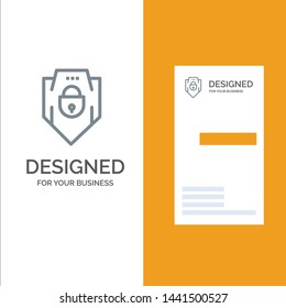Internet, Password, Shield, Web Security, Grey Logo Design and Business Card Template