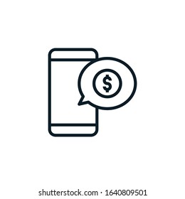 Internet payment, online business, payment with smart phone outline icons. Vector illustration. Editable stroke. Isolated icon suitable for web, infographics, interface and apps.