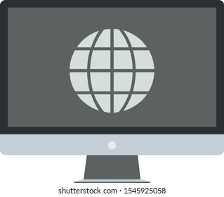 Internet PC. A metaphorical illustration of a computer with a flat wide-screen connected to the internet